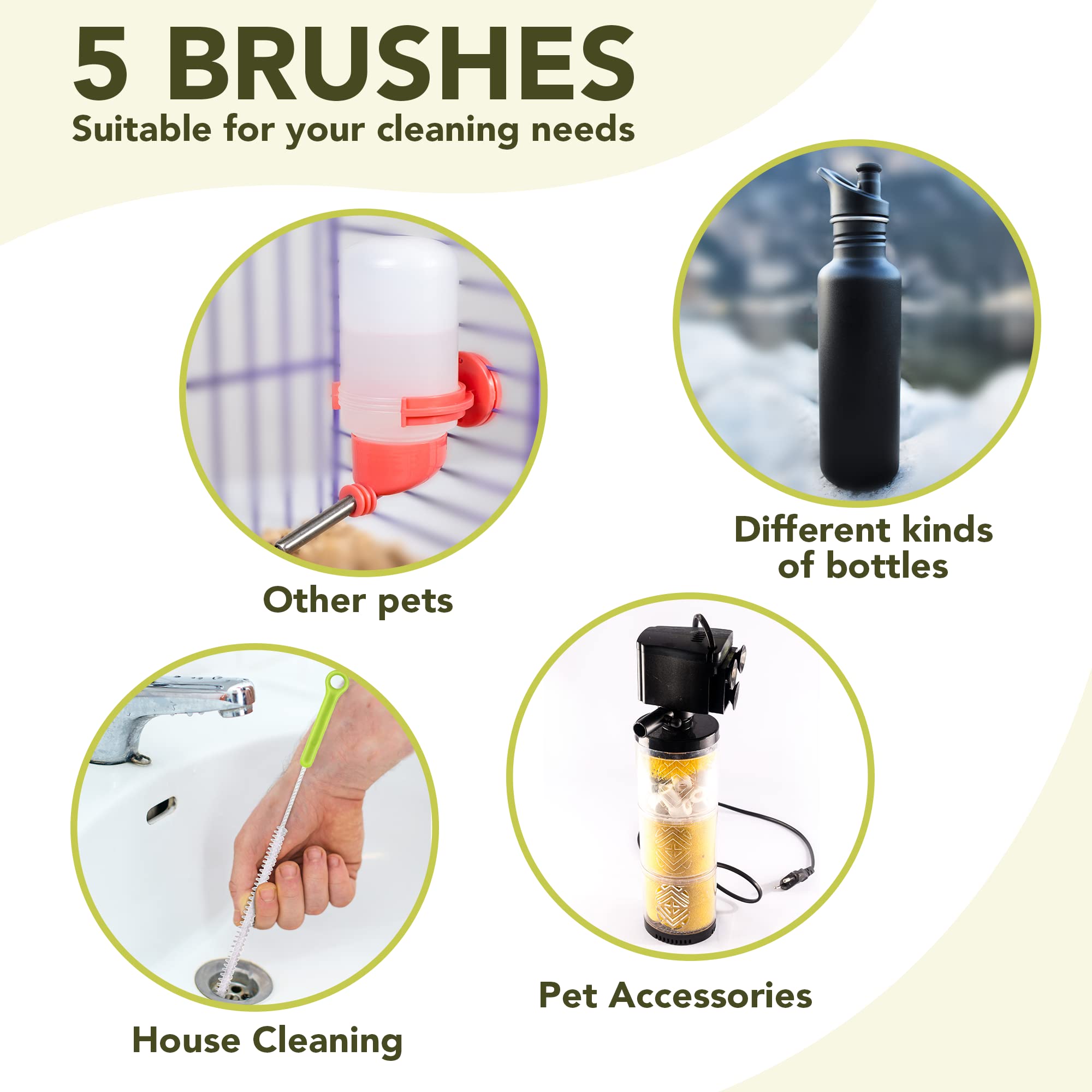 Vila narrow-neck glass cleaning brush shows slim profile for tight openings