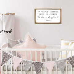 VILIGHT Bible verse nursery sign highlights 1 Samuel 1:27 for faith decor.
