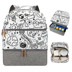 Village of Many Diaper Bag Backpack opened to show spacious interior for essentials