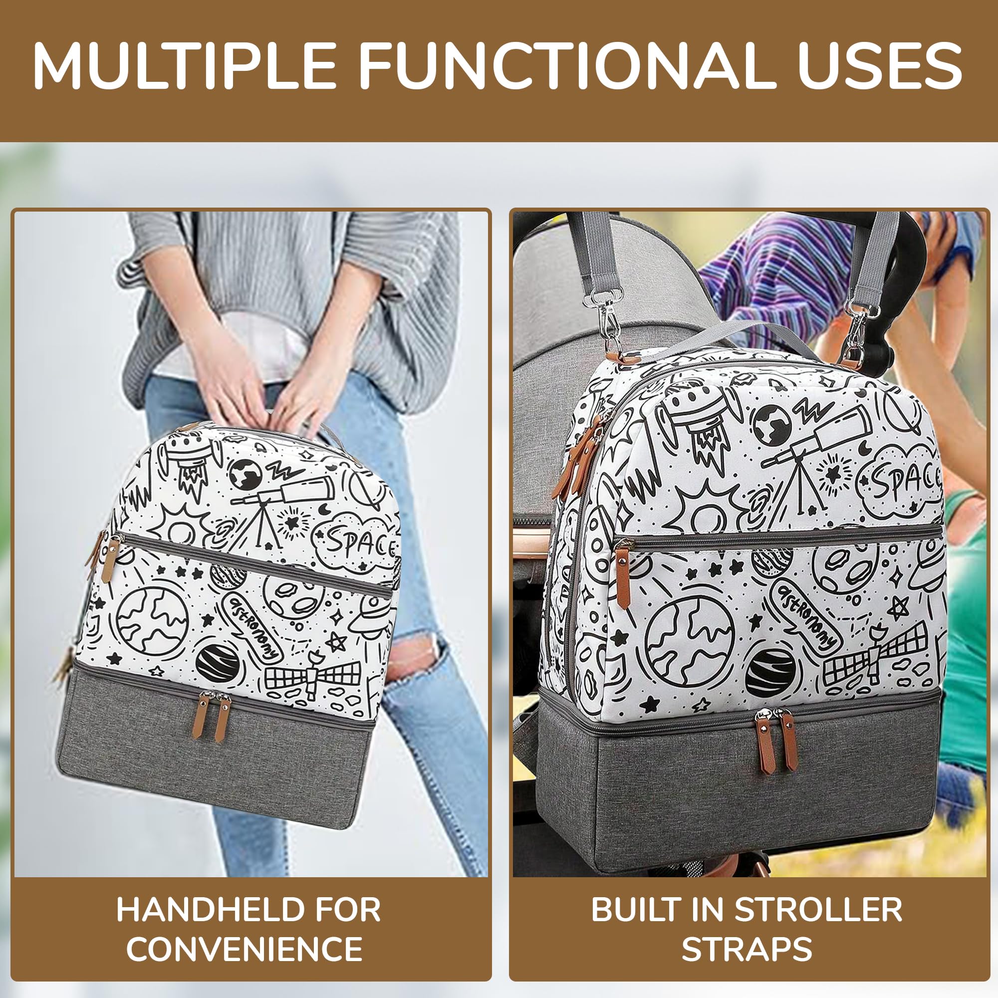 Village of Many insulated pockets keeping bottles warm or cold while out
