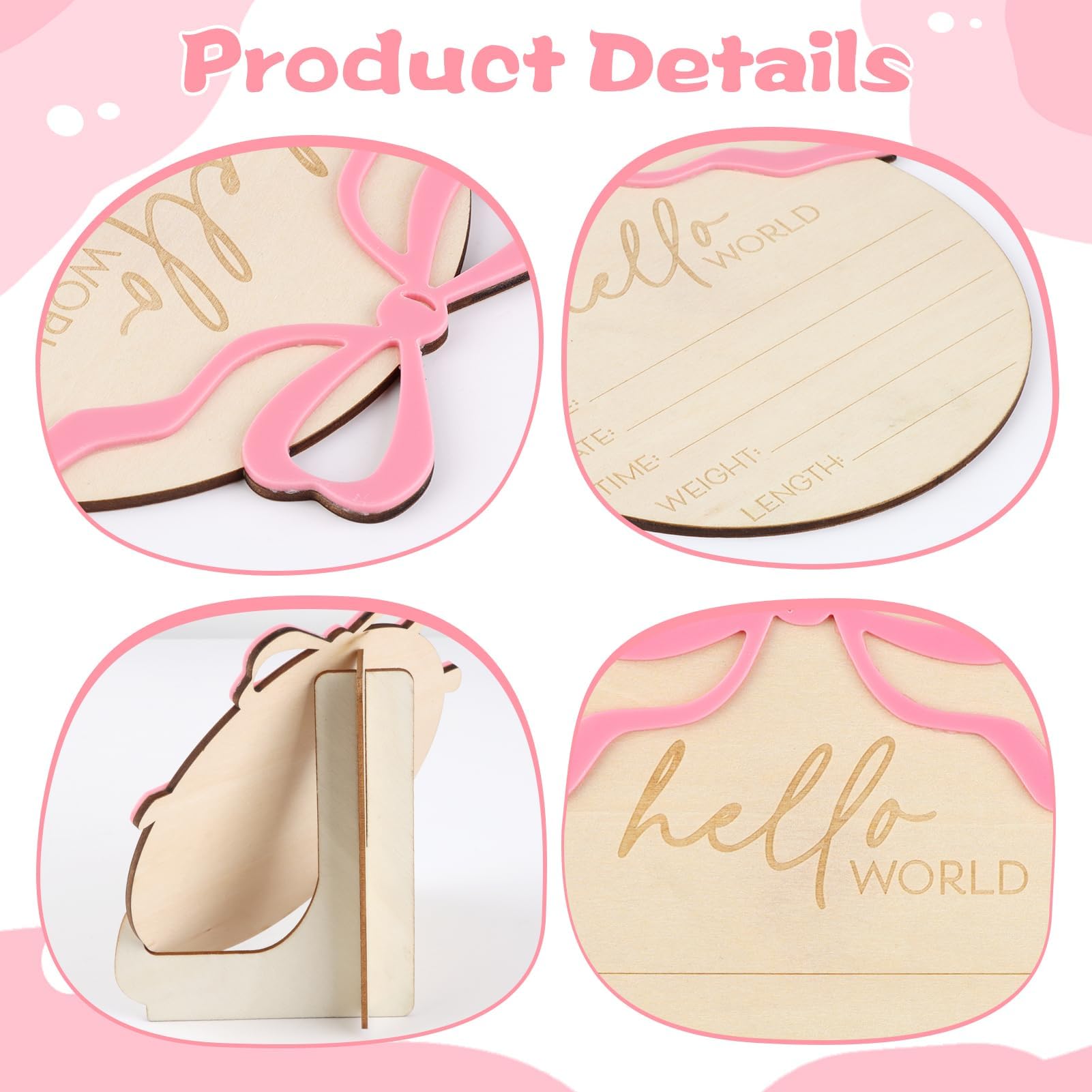 VILPKWMP Hello World birth stats sign with space for details, ideal for photo props