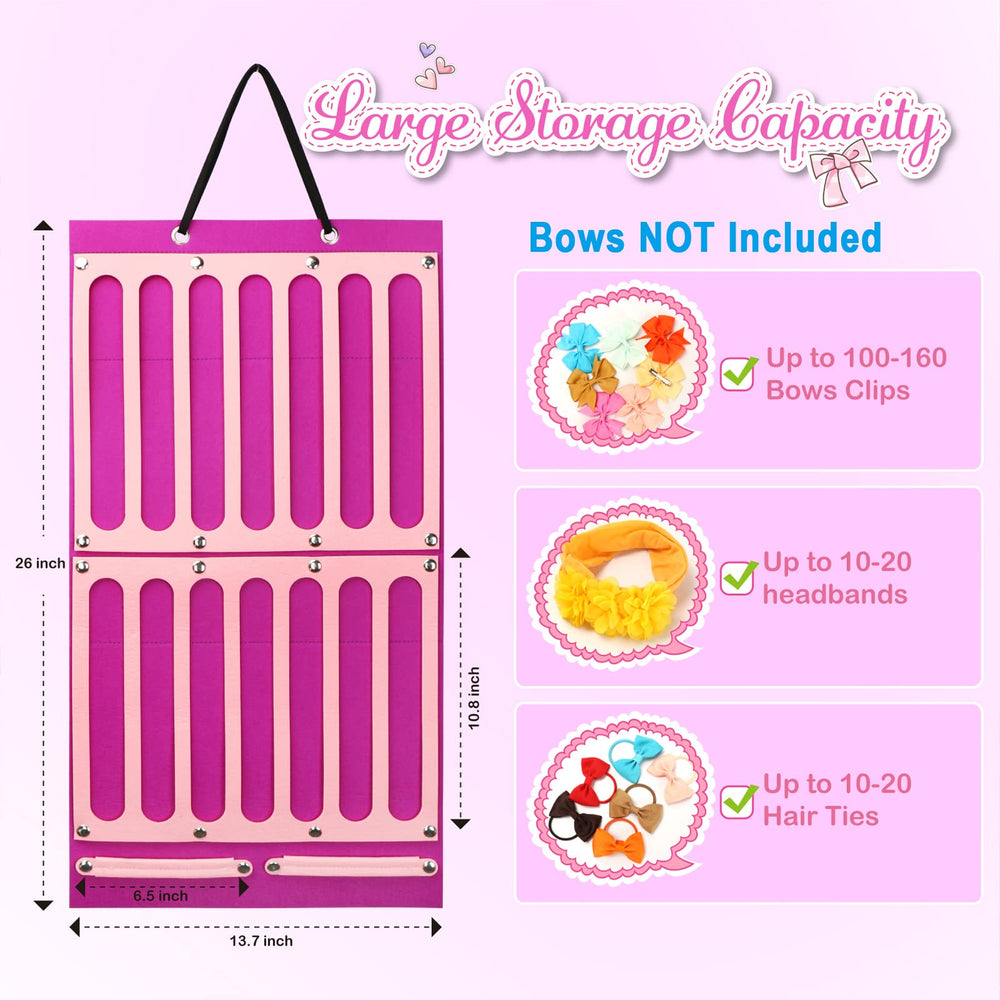 Vimiv baby hair accessory storage stores bows, headbands, and clips in one place.