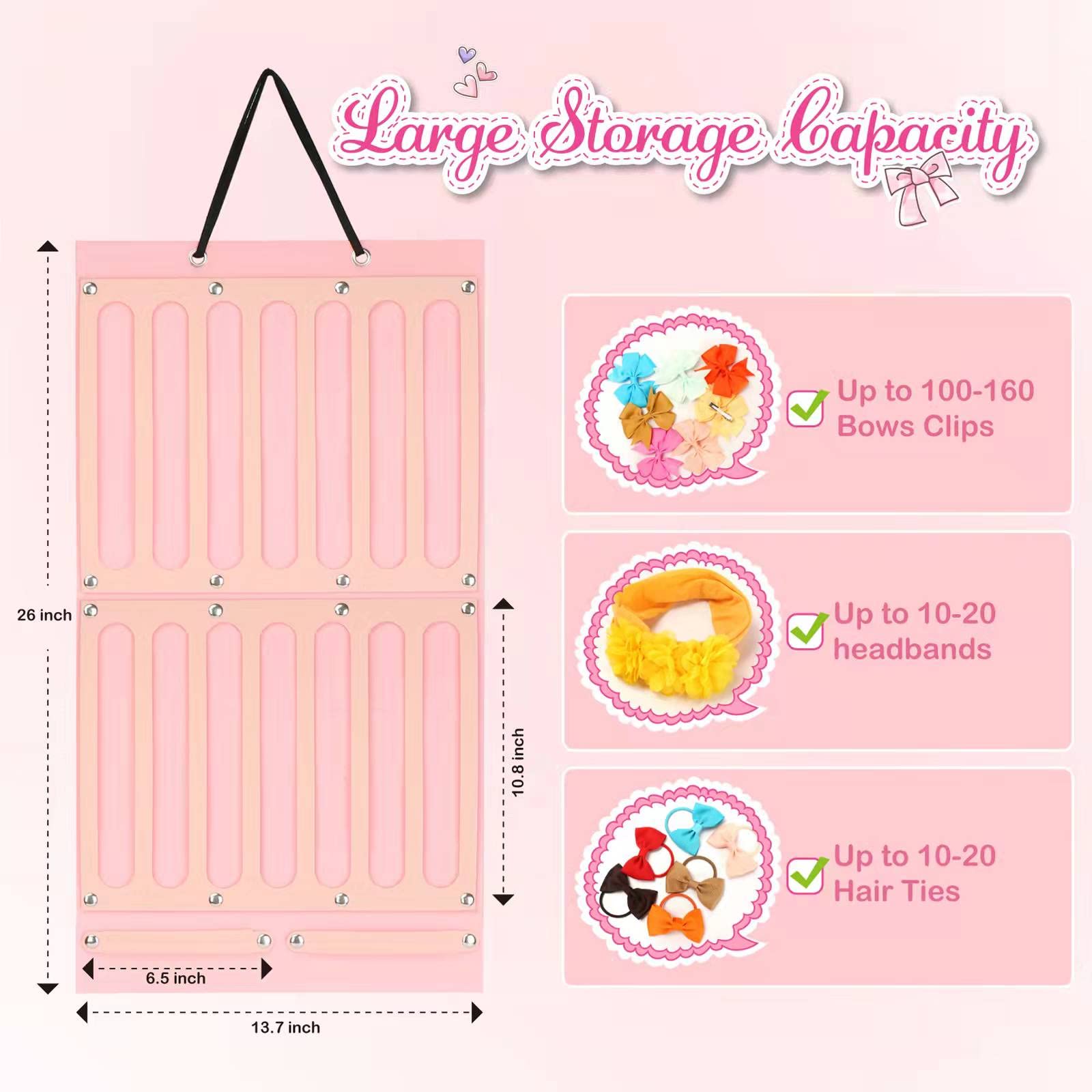 Vimiv bow organizer with detachable snaps supports versatile storage setup.