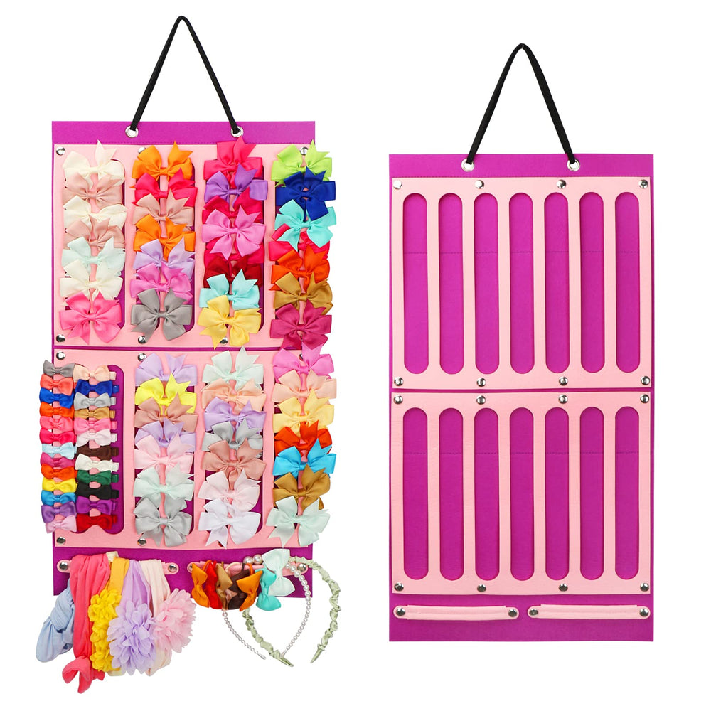 Vimiv hair bows holder with 16 ribbons keeps tiny accessories organized.