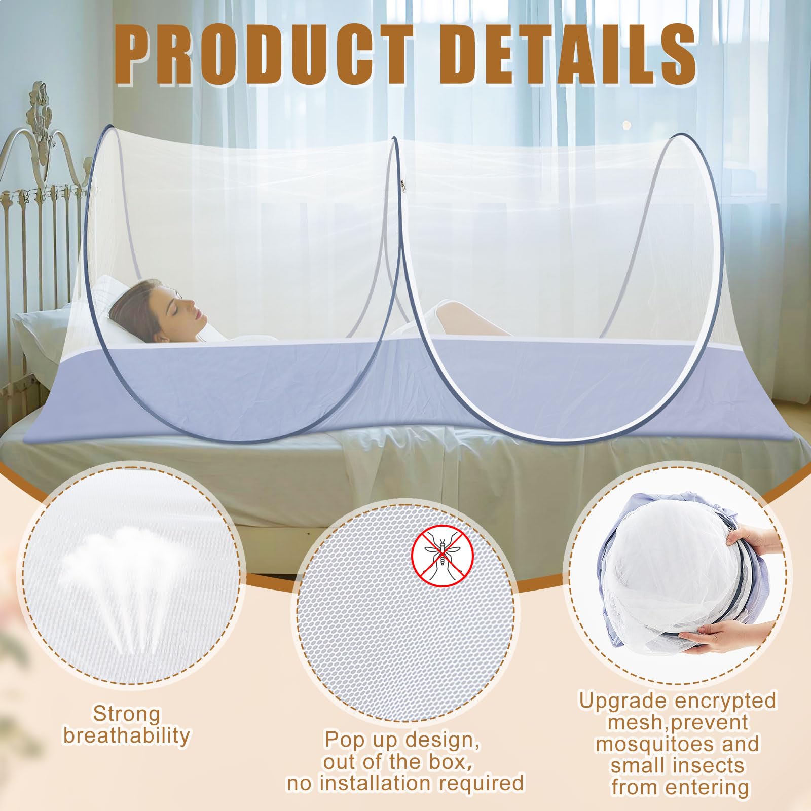 Vincreem mosquito net for camping outdoors offers roomy shelter against insects.
