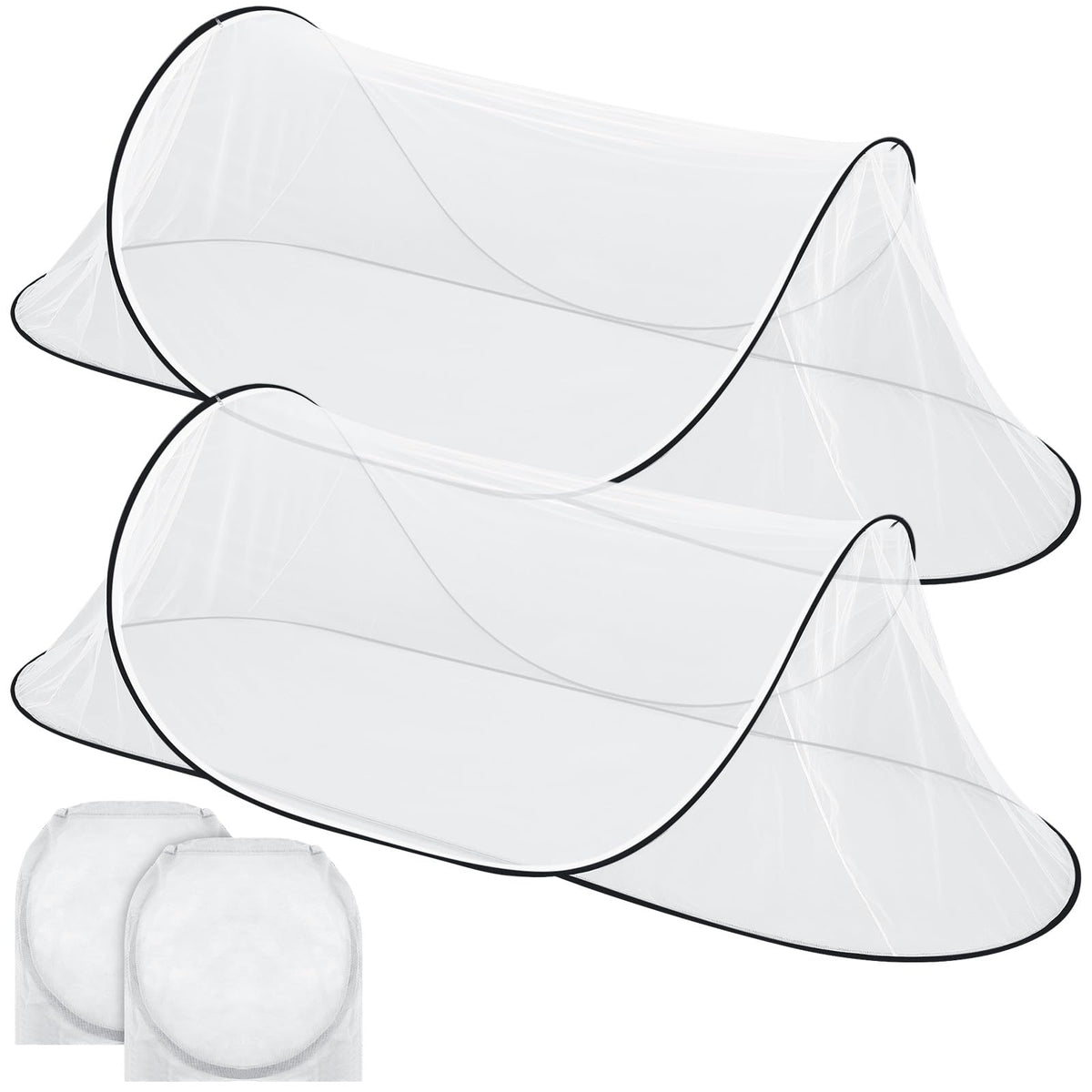 Vincreem mosquito tent over bed for indoor sleep protection against insects.
