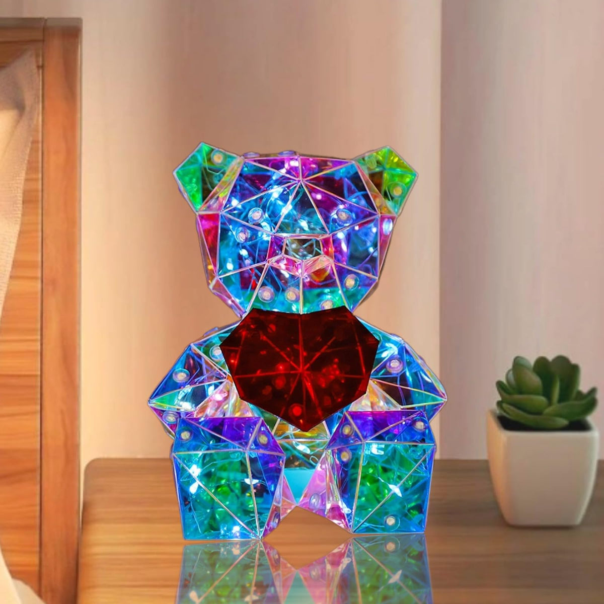 viohead Prismatic Bear LED Night Light front view showing iridescent glow for kids' room