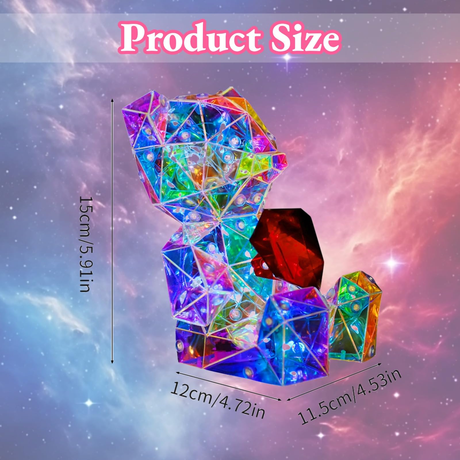 viohead Prismatic Bear LED Night Light holographic rainbow effect enhances decor