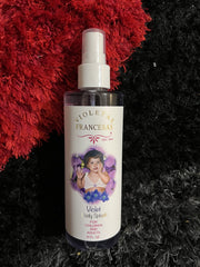 Violetas Francesas Splash Cologne bottle side with spray, long-lasting scent for kids and adults.
