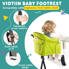 Viotiin acrylic baby footrest adjustable straps for comfortable fit as child grows.