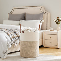 VIPOSCO 72L bathroom laundry basket with sturdy leather handles