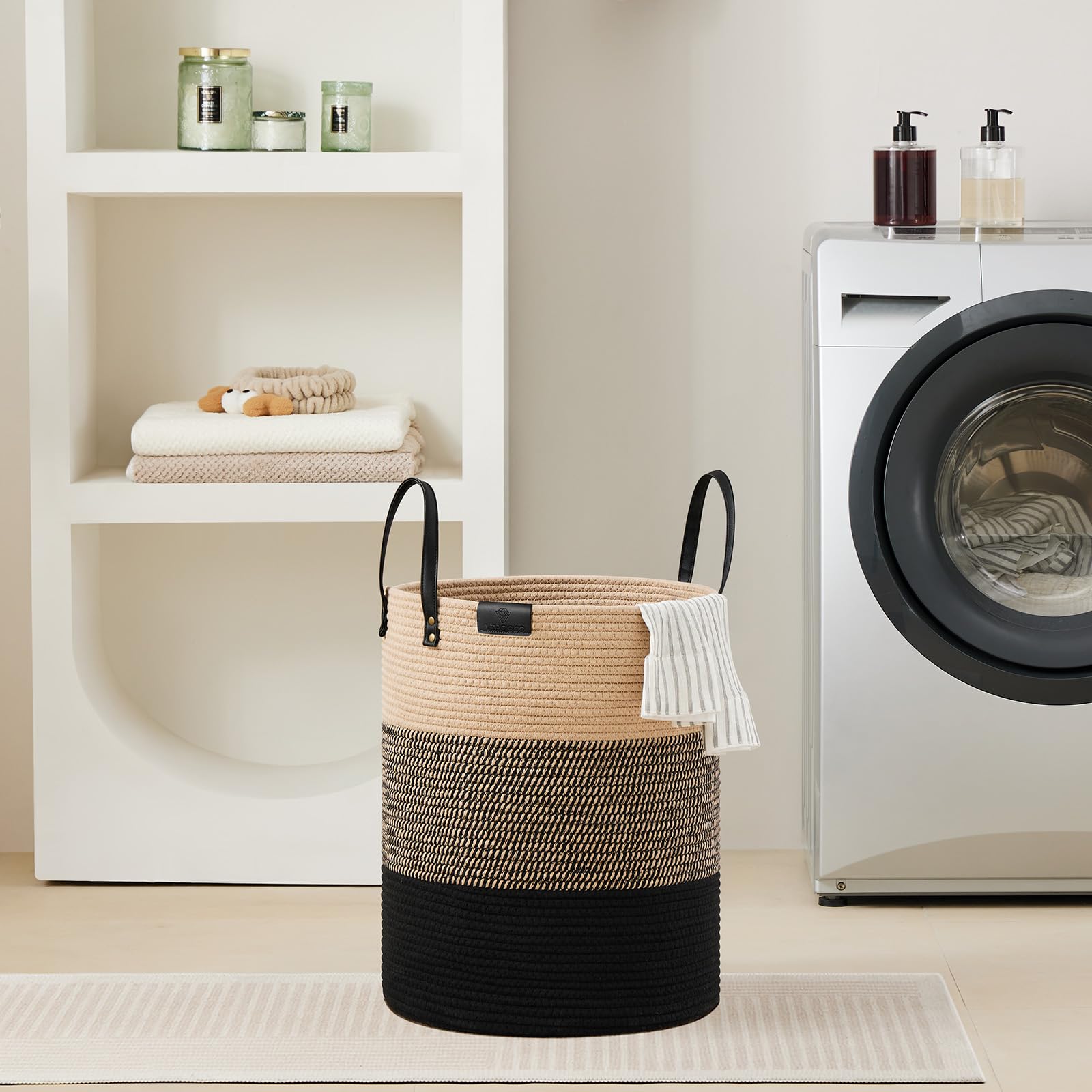 VIPOSCO collapsible laundry basket shown restoring shape after use