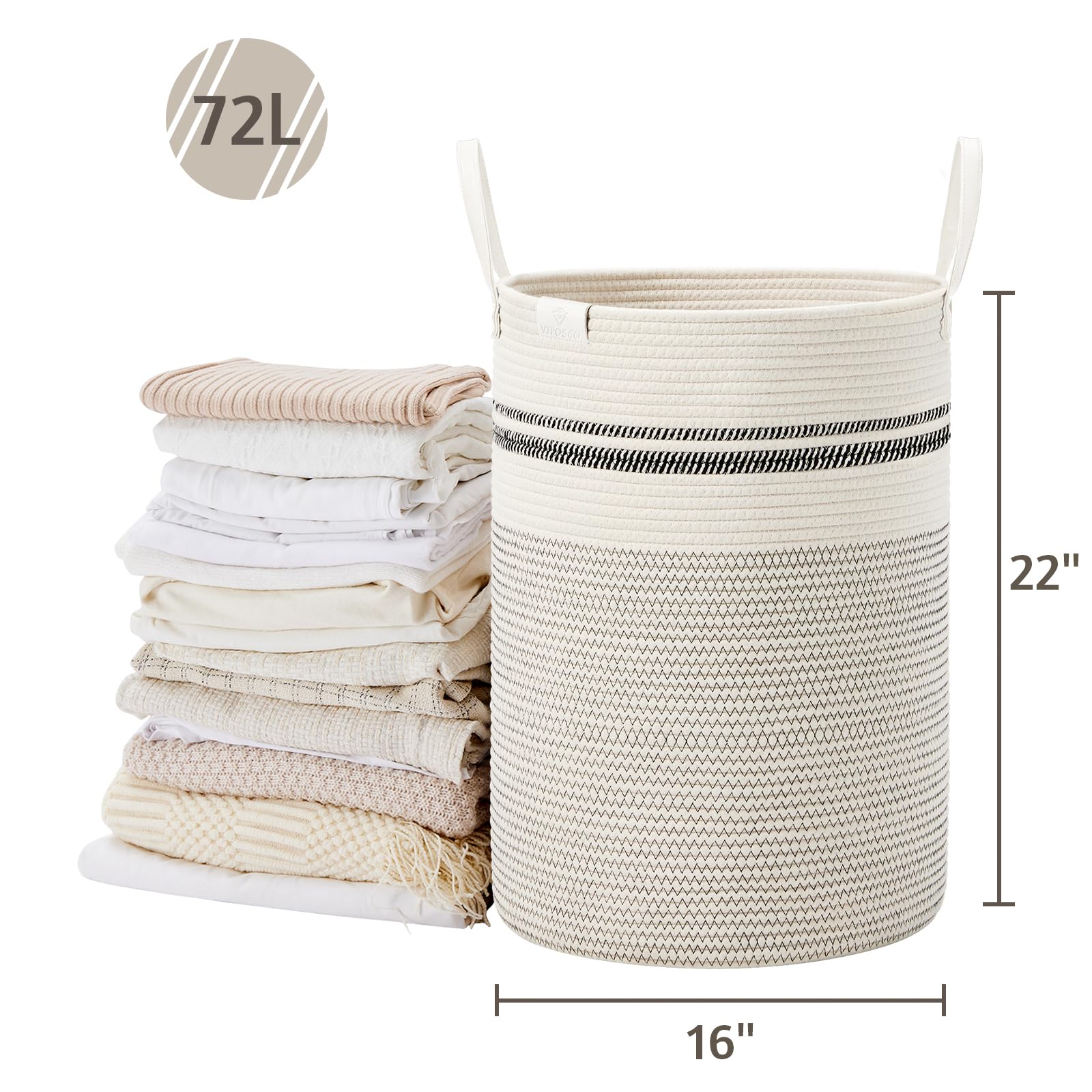 VIPOSCO storage basket holding blankets towels and pillows neatly