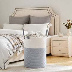 VIPOSCO laundry basket with easy-carrier leather handles in a living room setup