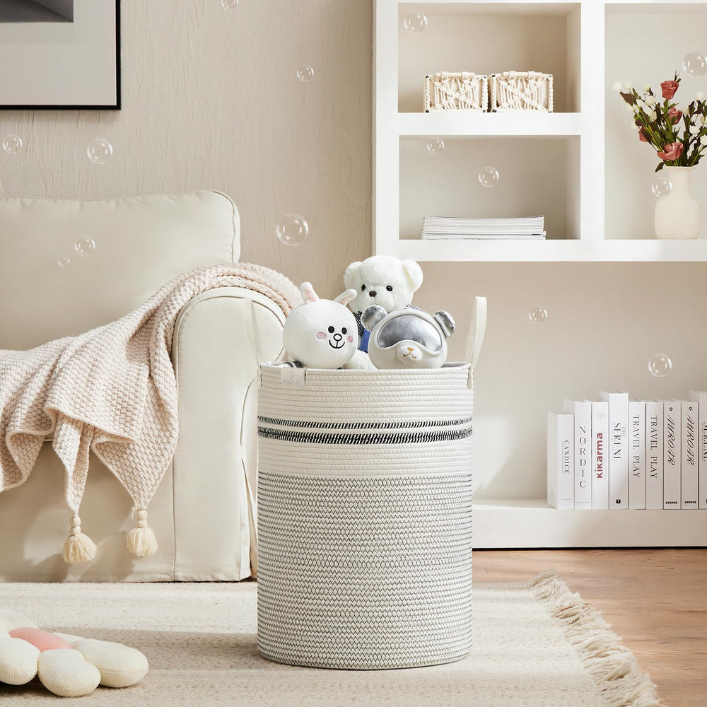 VIPOSCO laundry basket leather handle closeup demonstrates comfortable carrying for quick trips