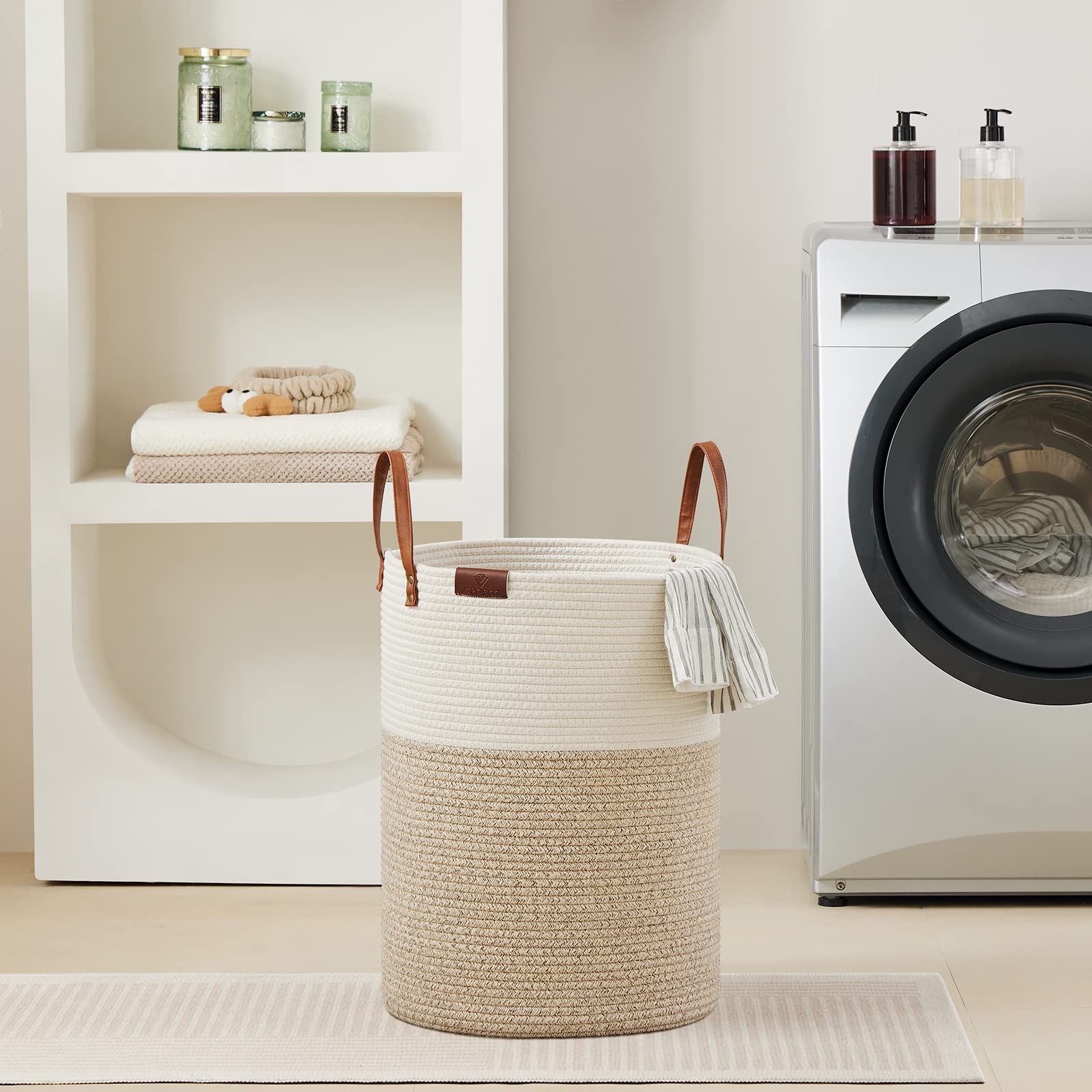 VIPOSCO leather-handled basket construction offers durable, secure transport.