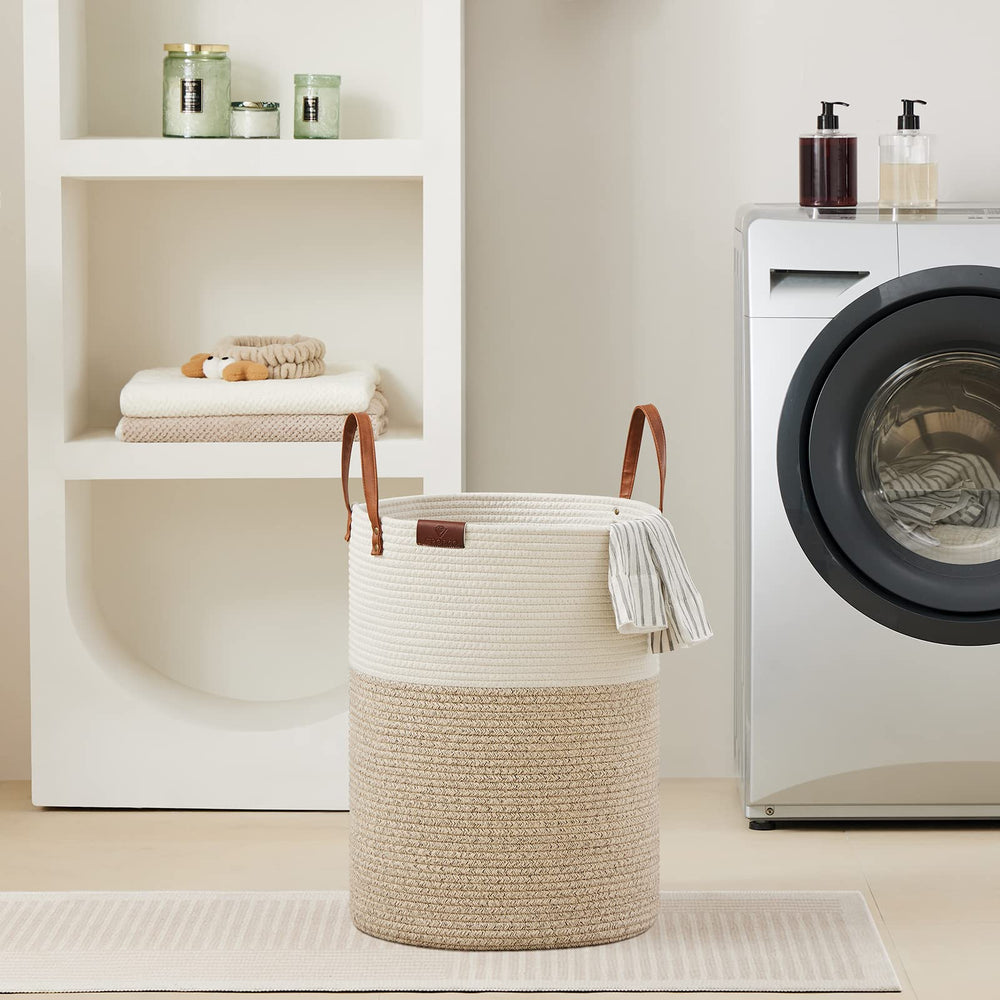 VIPOSCO leather-handled basket construction offers durable, secure transport.