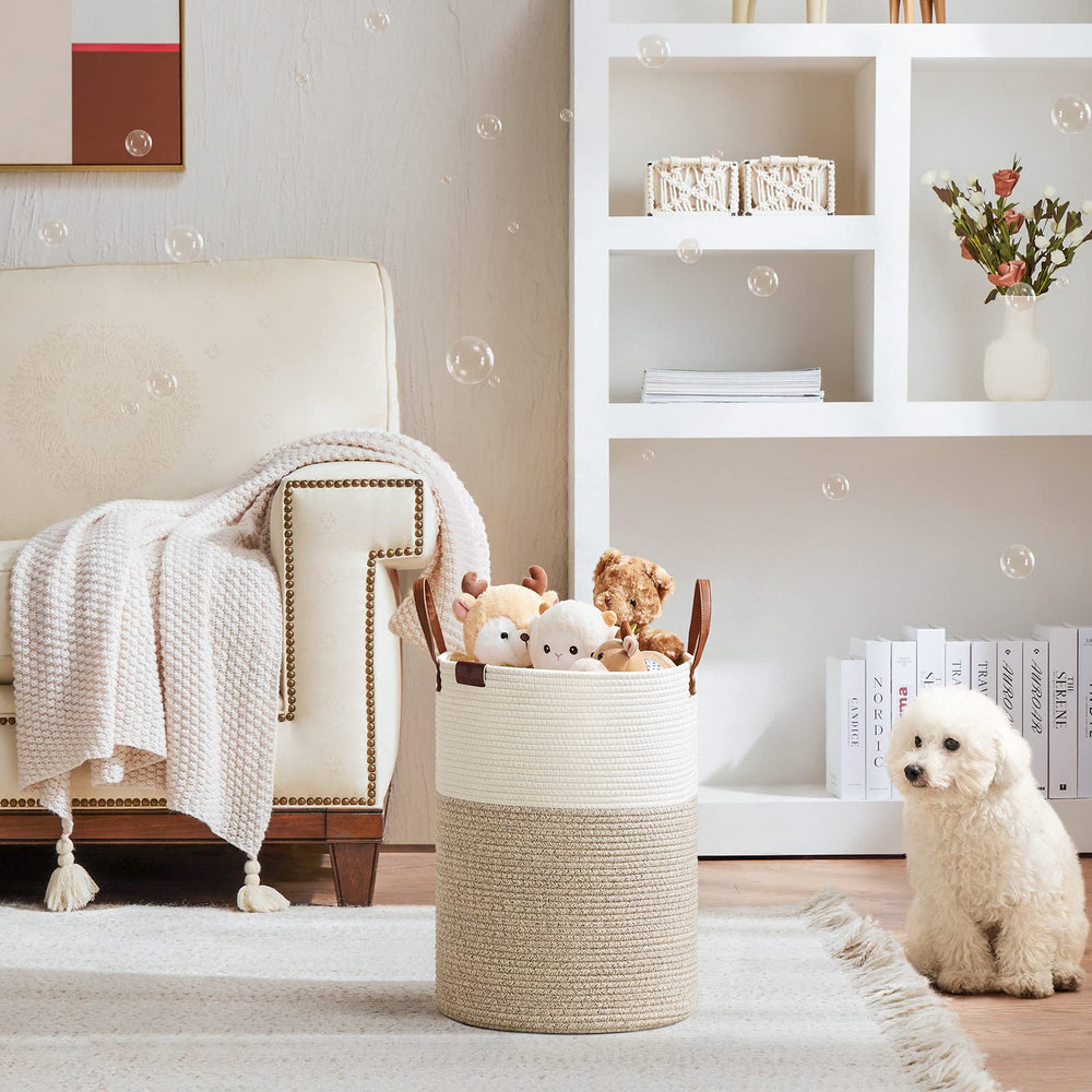 VIPOSCO nursery 30L basket ready for toys and blankets in a cozy corner.
