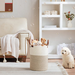 VIPOSCO nursery 30L basket ready for toys and blankets in a cozy corner.