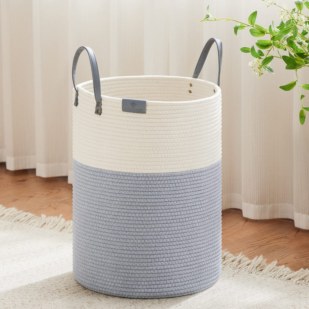 VIPOSCO tall laundry basket 58L in grey-white for organized laundry days