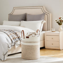 VIPOSCO tall laundry basket filled with blankets demonstrates cozy storage and clutter reduction