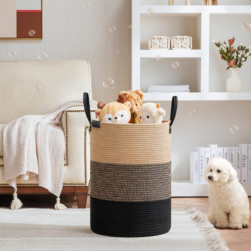 VIPOSCO woven rope basket storing blankets neatly in living spaces