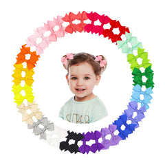 VIPPLUS 2-inch baby hair bows with alligator clips, close-up on durable grosgrain ribbon.