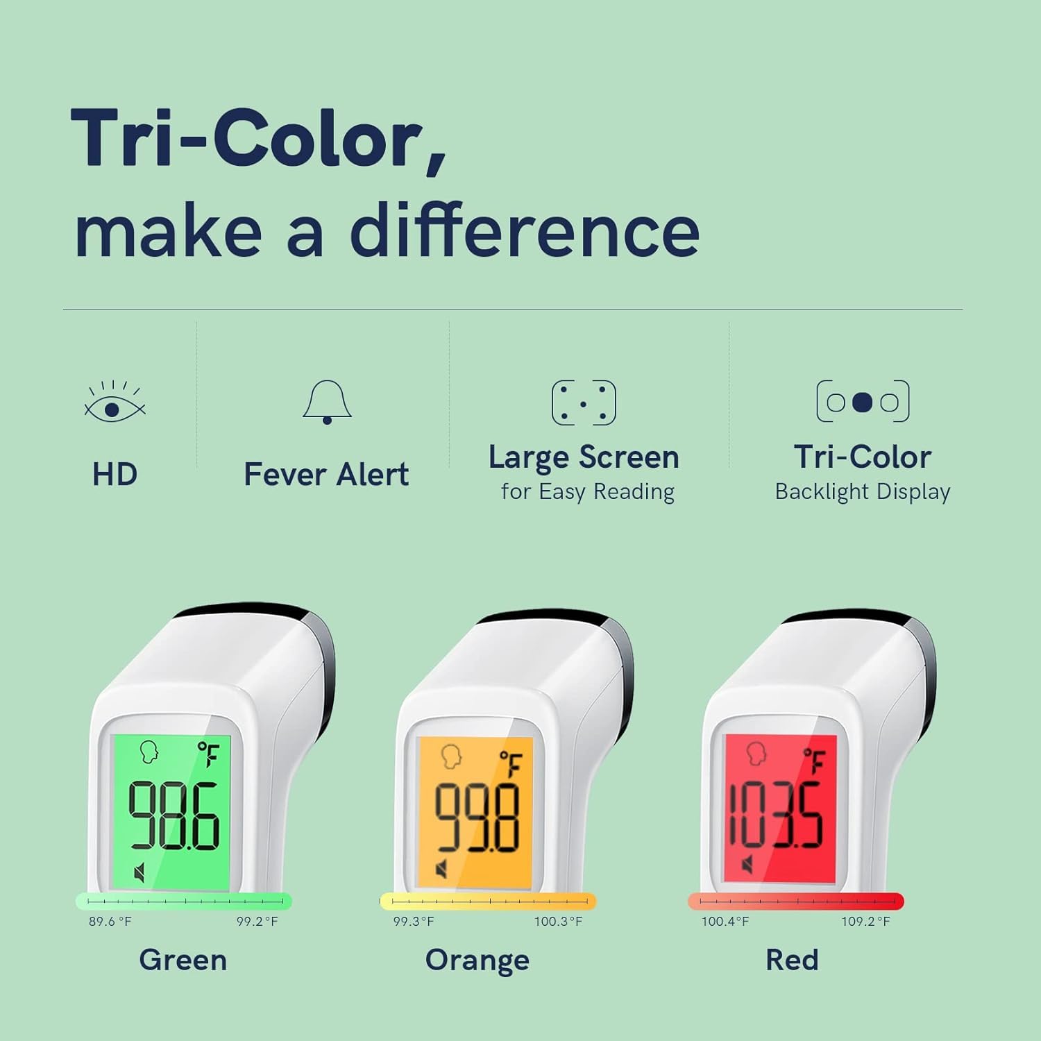 Viproud forehead measure sensor enabling fast, hygienic readings from the center of the forehead