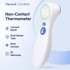 Viproud No-Touch Thermometer color-ring alerts help caregivers assess fever status at a glance.
