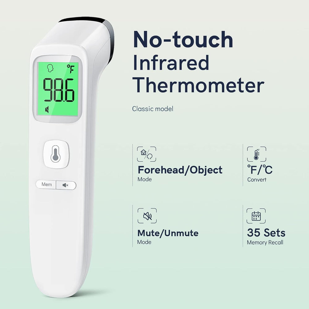 Viproud no-touch thermometer display shows backlight for easy reading in dark rooms