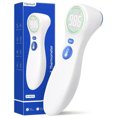 Viproud No-Touch Thermometer forehead reading shows hospital-grade accuracy in one second.