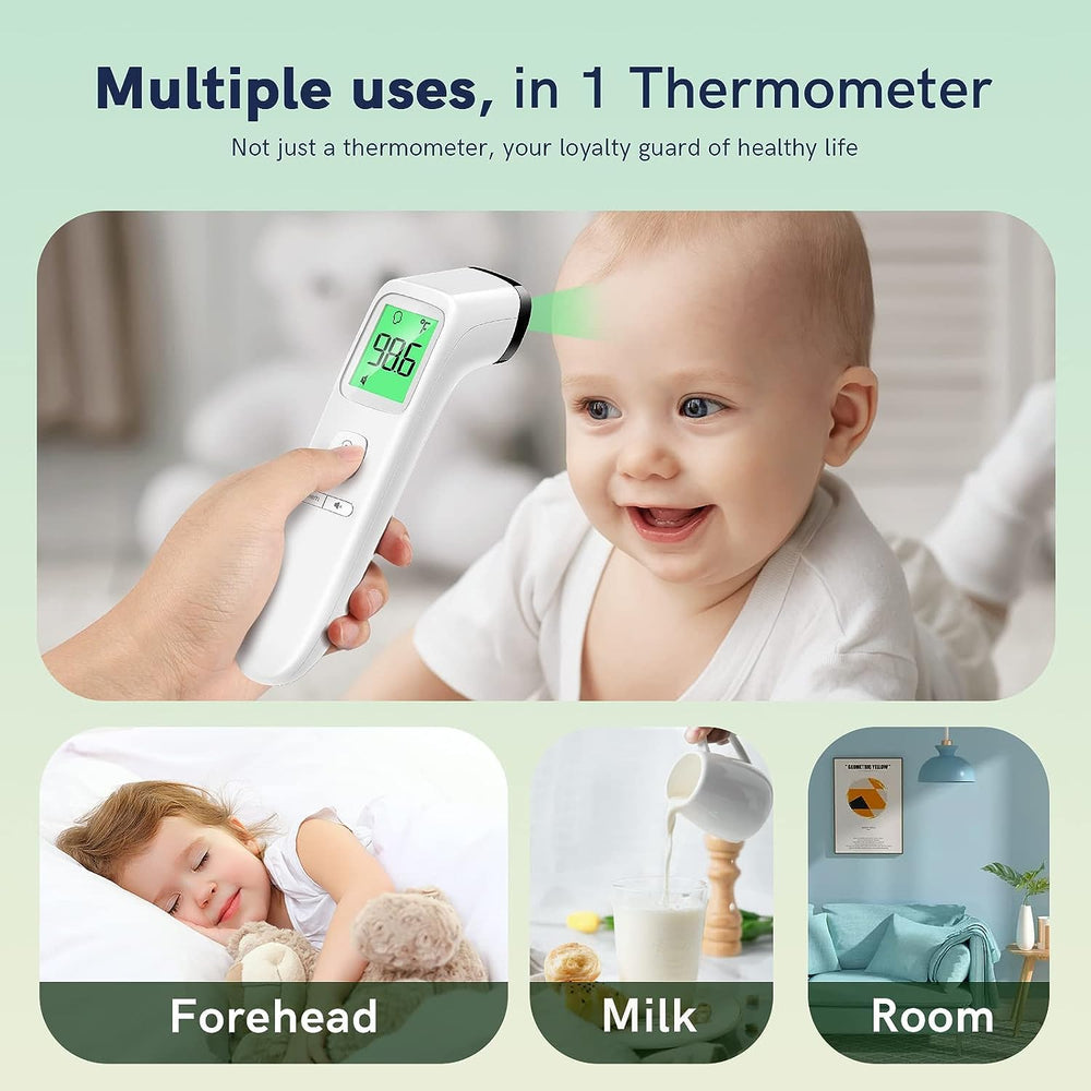 Viproud thermometer in use with a child illustrating friendly, gentle temperature checks