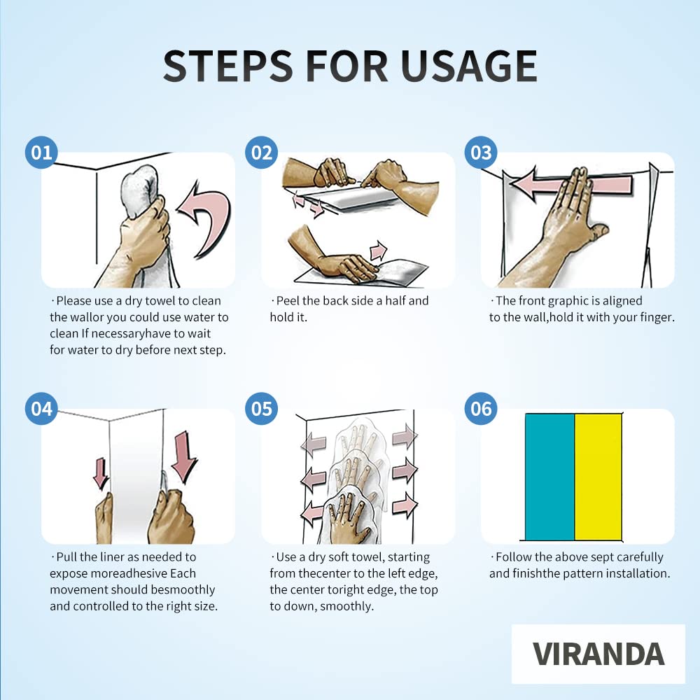 VIRANDA 3D door mural installation tips guide shows how to avoid air bubbles.