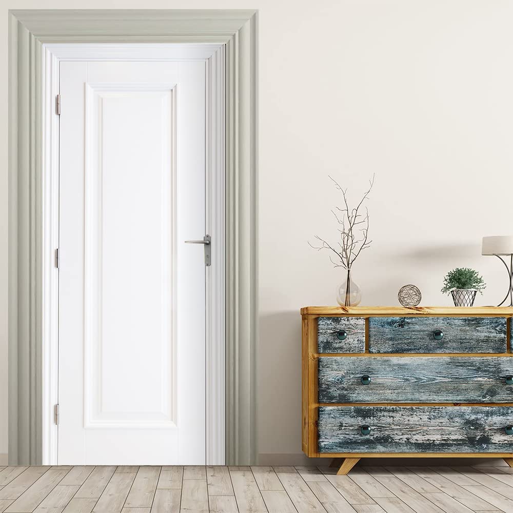VIRANDA 3D door mural in white wood finish adds depth and space for a fresh look.