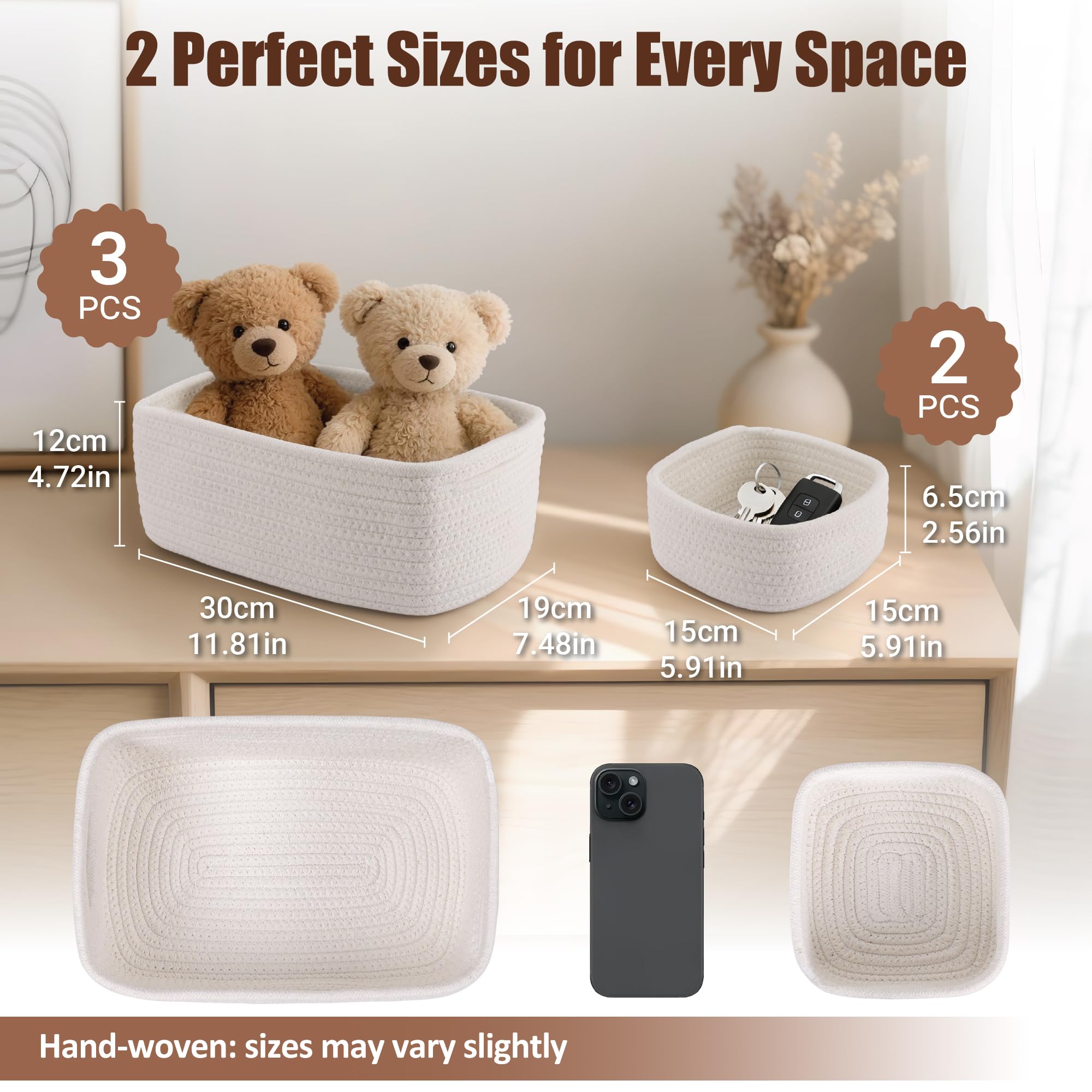 VIRETH HAUS black baskets on nursery changing table add stylish, safe storage.