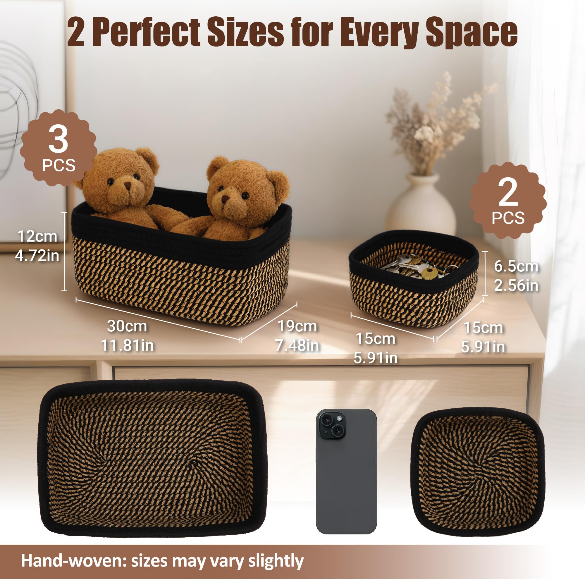 VIRETH HAUS black baskets in nursery for tidy toy storage