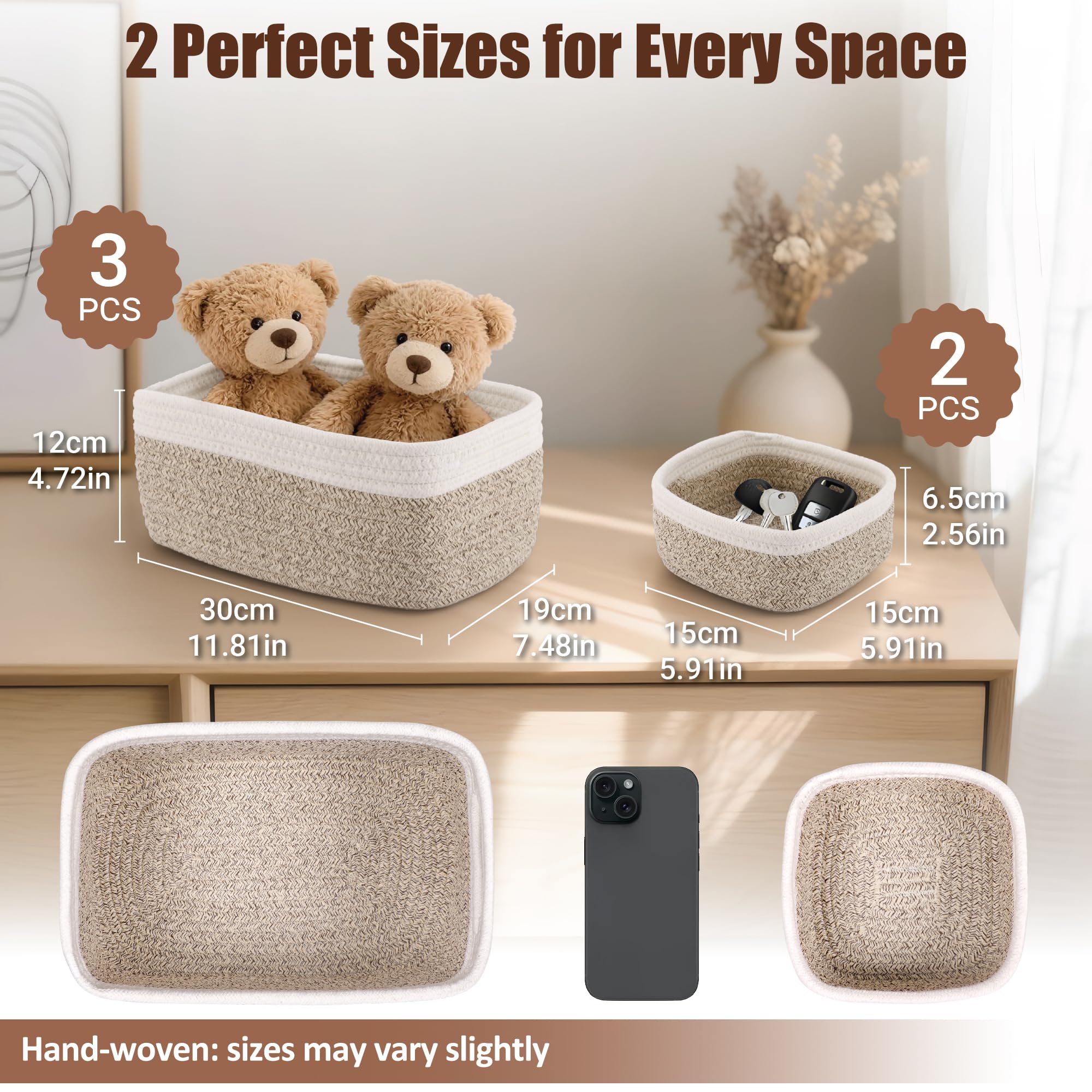 VIRETH HAUS baskets on a shelf setup ideal for cosmetics and cables