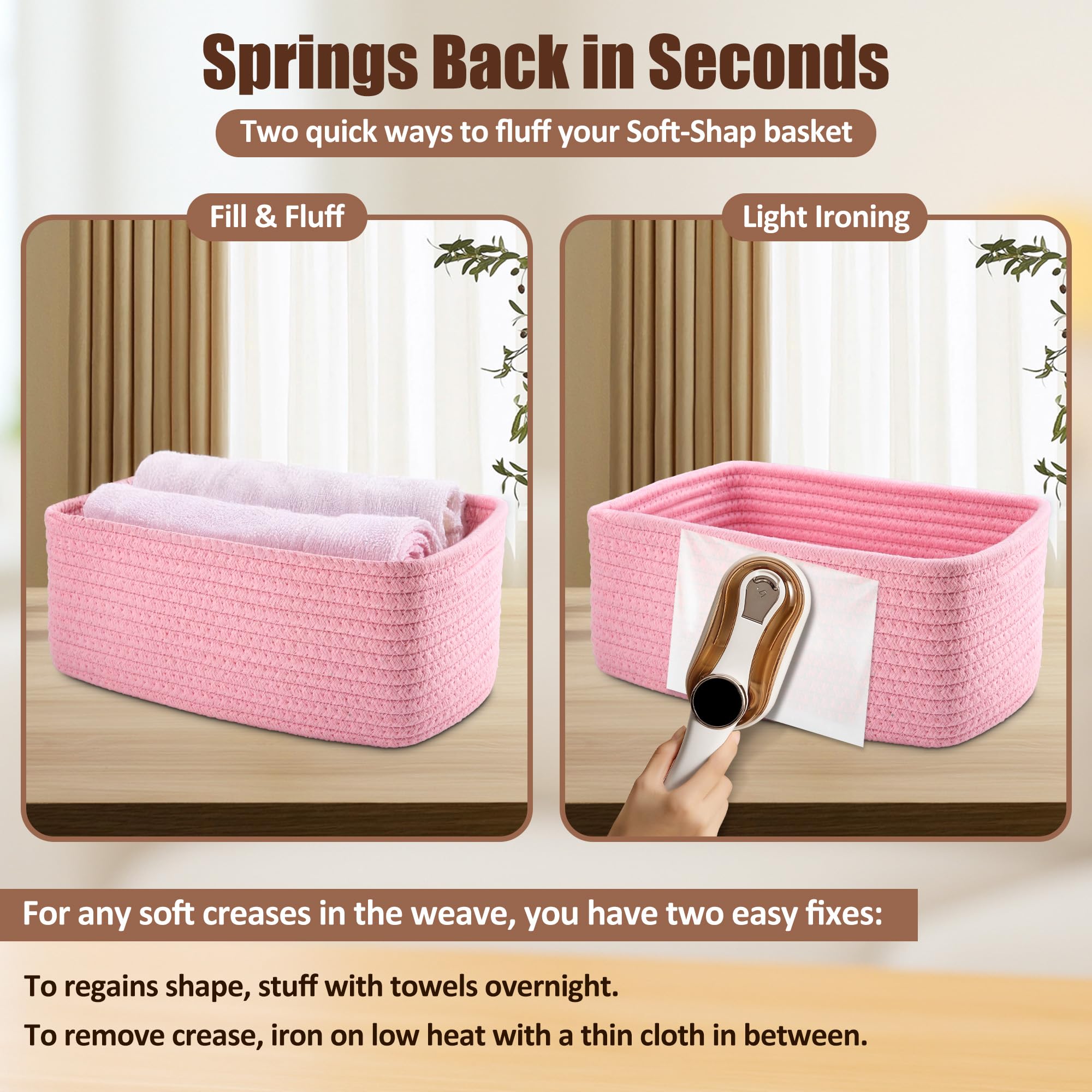 VIRETH HAUS two sizes storage bins shown on shelf for versatile organization.