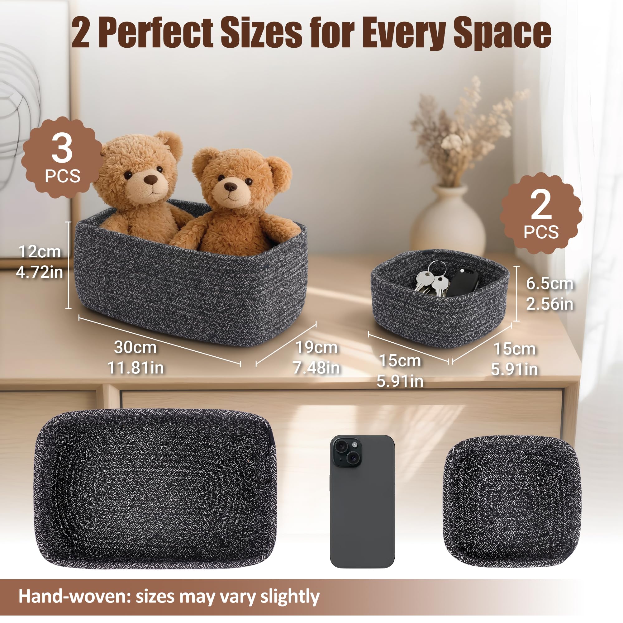 VIRETH HAUS black on nursery table baskets add stylish organization for essentials.