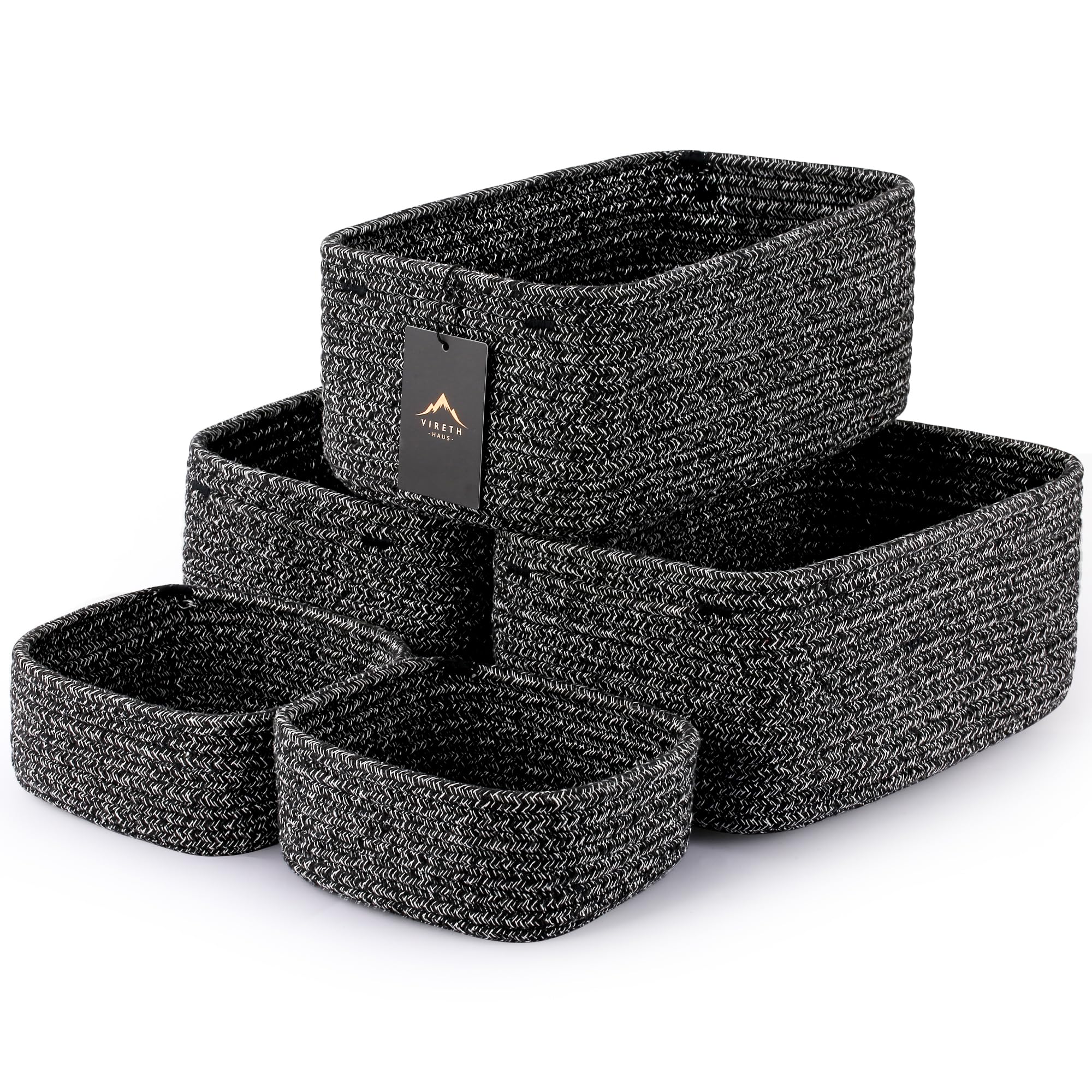 VIRETH HAUS cream on shelf baskets keep clutter contained for easy access.
