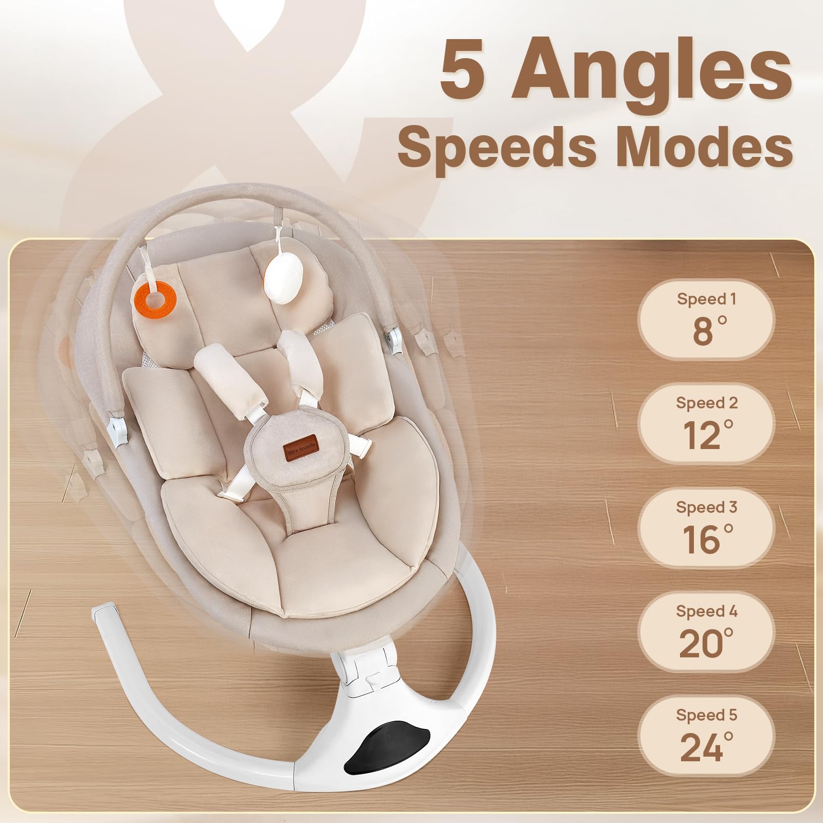 Viriwebaby baby swing Bluetooth music lets you play your tunes.