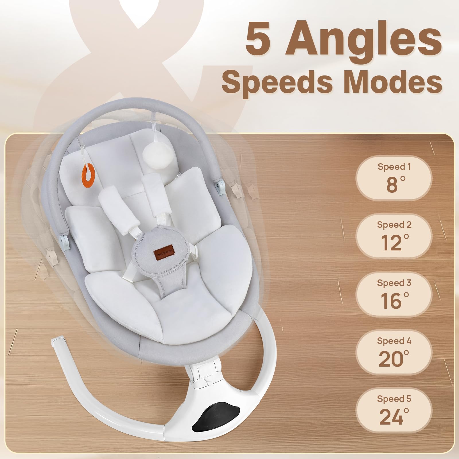 Viriwebaby baby swing gray Bluetooth music option for personalized play