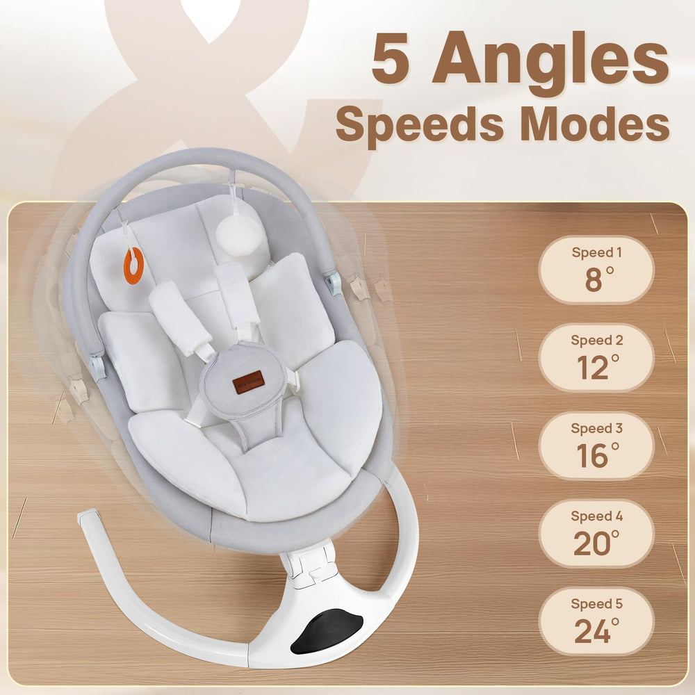 Viriwebaby baby swing gray Bluetooth music option for personalized play