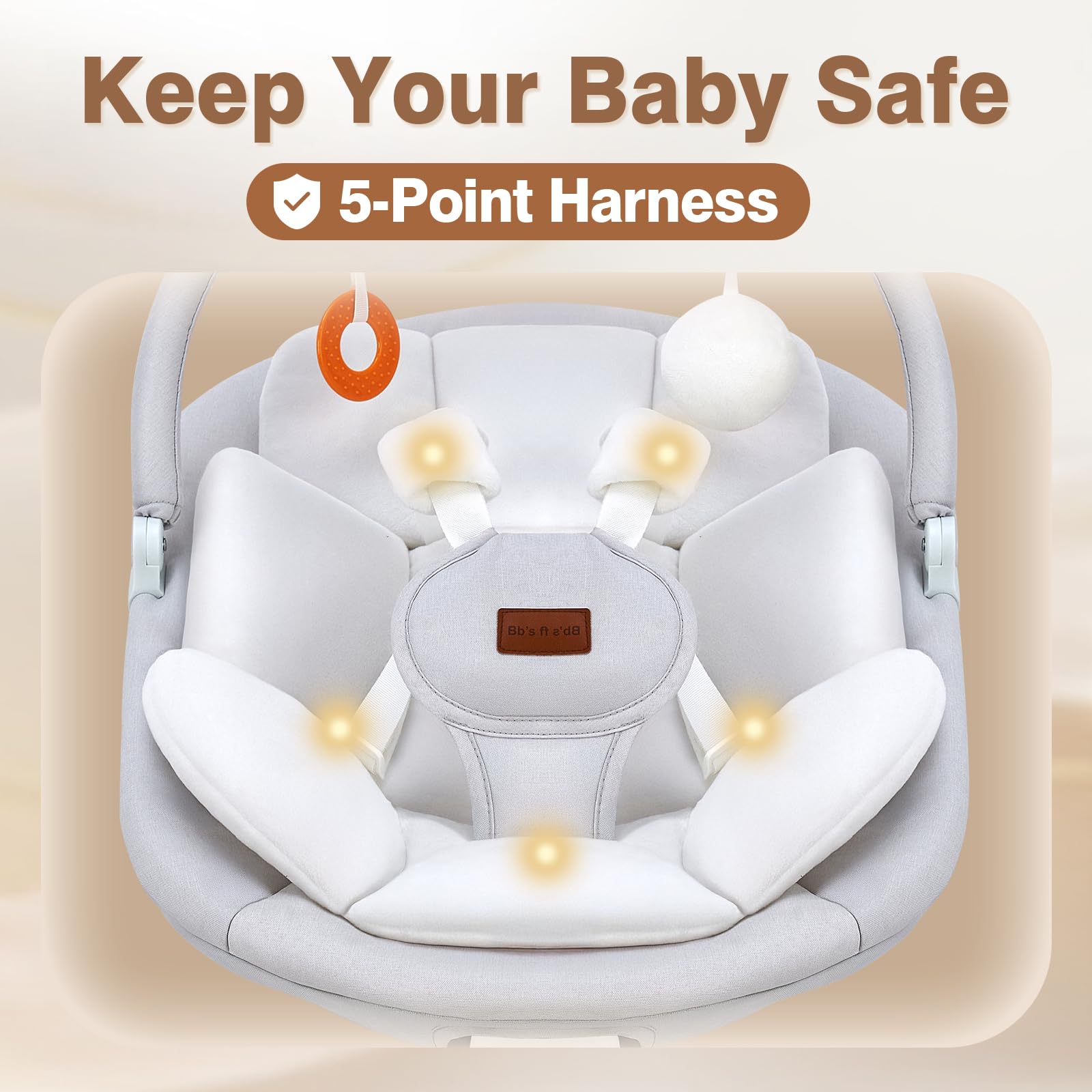 Viriwebaby baby swing gray designed for safe indoor use