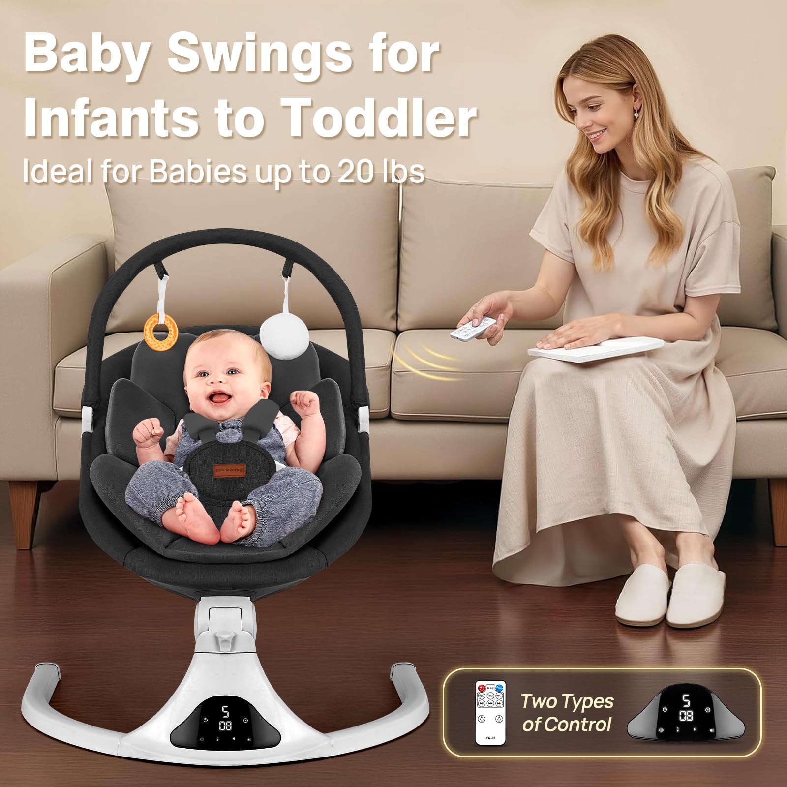 Viriwebaby baby swing toy-bar with hanging toys fosters early sensory engagement.