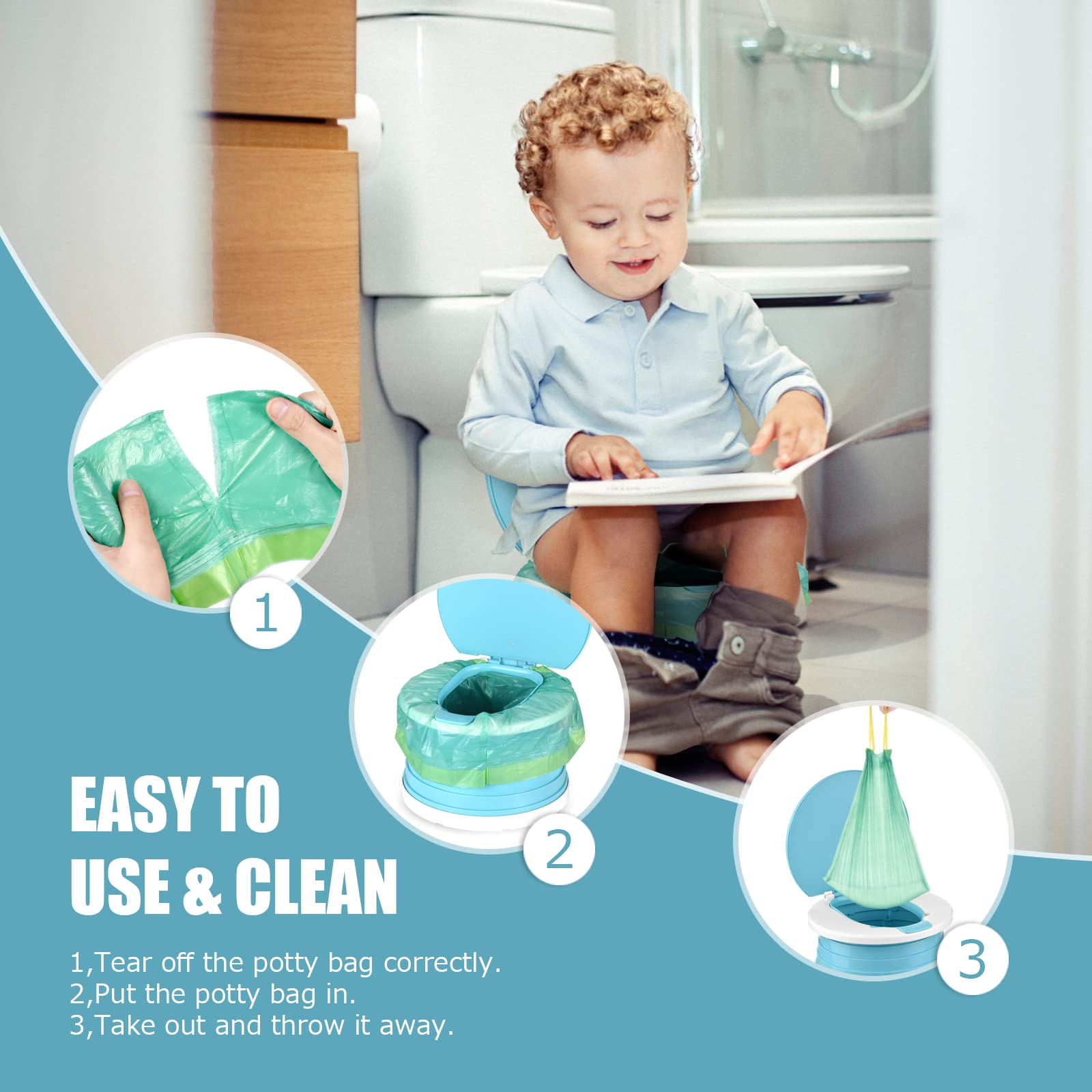 VISATOR lightweight travel potty bag pack for car and trips