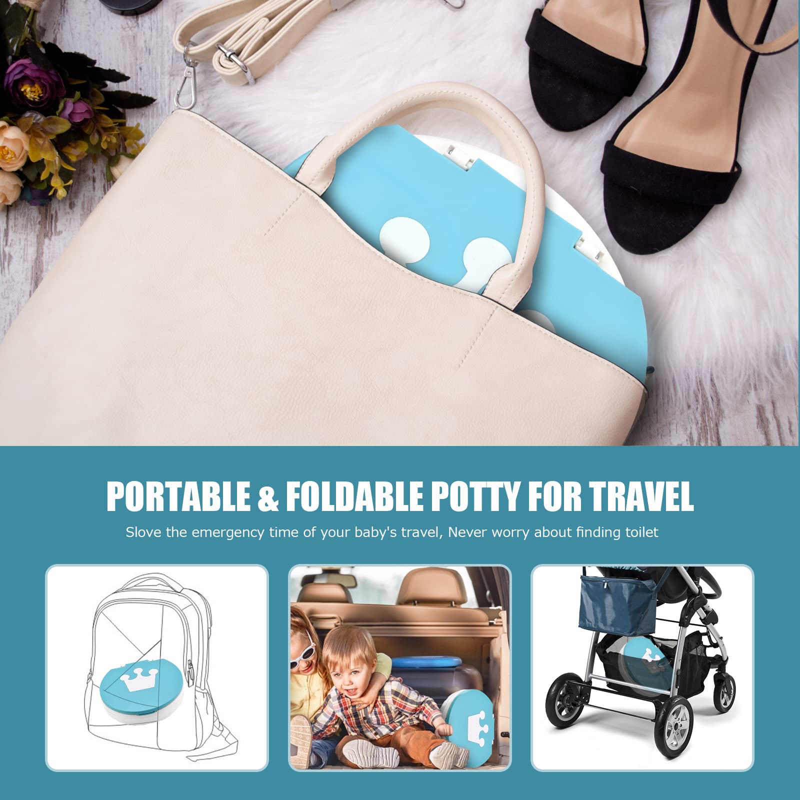 VISATOR portable potty car travel scene ready for road trips and camping