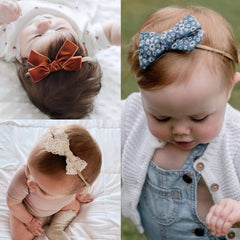 VISBL baby bows forest denim detail highlights durable textures for newborn photos