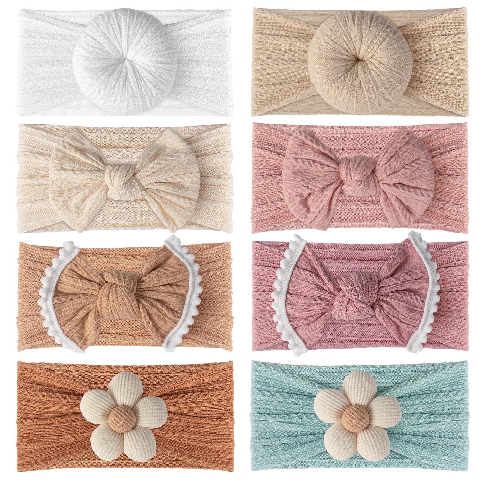 VISBL baby headbands collection—cable-knit bows, soft stretch, ideal for newborn photography sessions