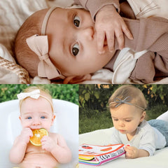 VISBL stretchy headband newborn fit demonstrates comfy, no-slip wear